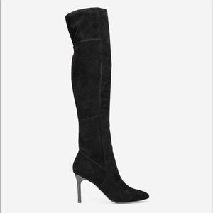 Cole Hann over the knee black suede boots.